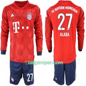 Billige Fotballdrakter FC Bayern München Alaba 27 Barn Hjemmedraktsett 2018/19 Langermet